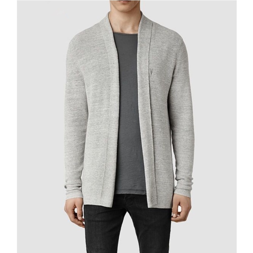 {all saints} marled gray ribbed rosso cardigan